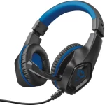 Igraće naglavne slušalice sa mikrofonom 3,5 mm priključak Sa vrpcom Trust GXT404B Rana Preko ušiju Crna, Plava boja