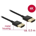 Delock HDMI Priključni kabel [1x Muški konektor HDMI - 1x Muški konektor HDMI] 0.5 m Crna