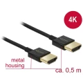 Delock HDMI Priključni kabel [1x Muški konektor HDMI - 1x Muški konektor HDMI] 0.5 m Crna slika
