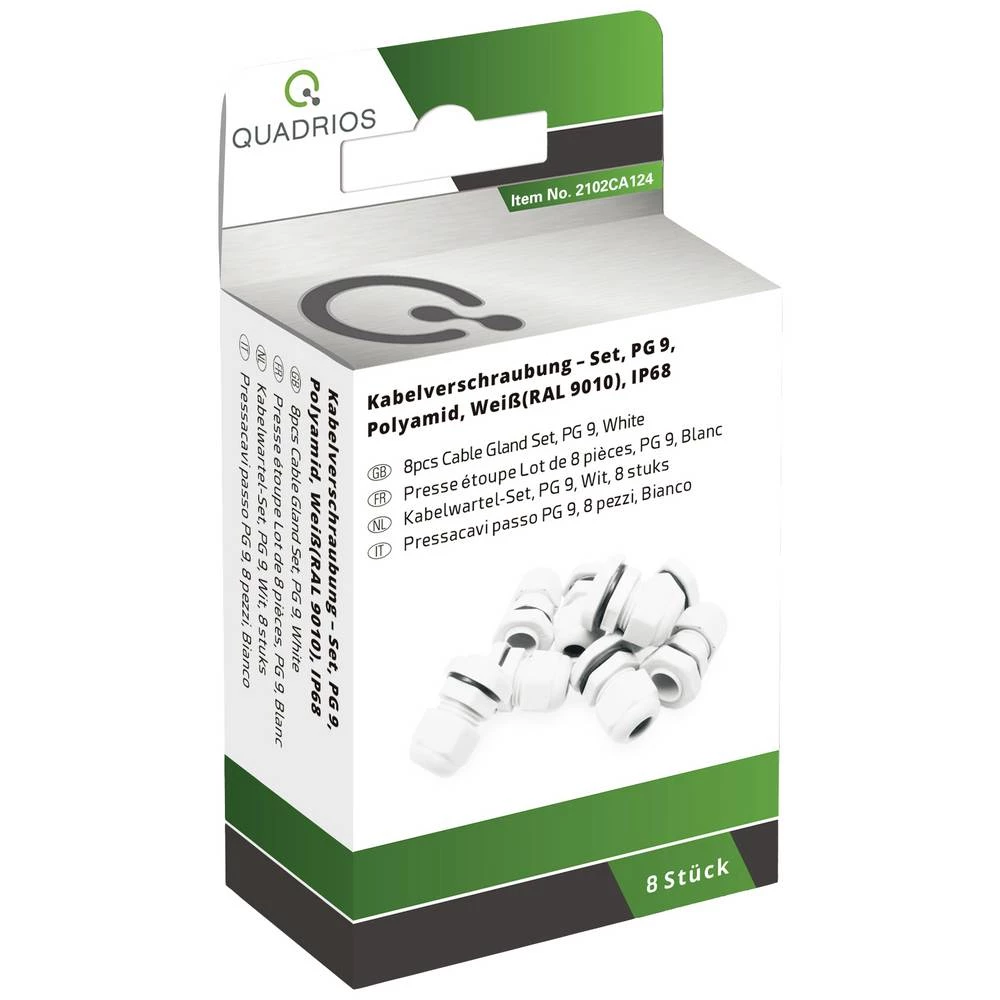 Quadrios 2102CA124 asortiman uvodnica PG9 PA66 bijela 1 Set slika