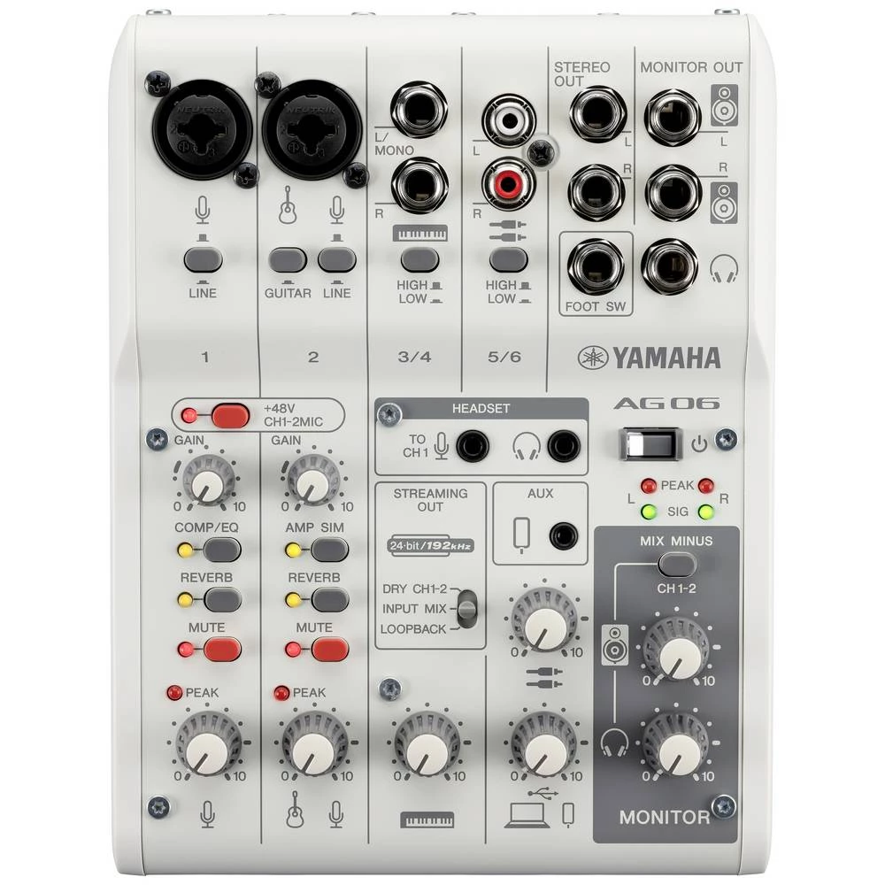 Yamaha AG06MK2W konzolni miks pulta Broj kanala:6 USB priključak slika