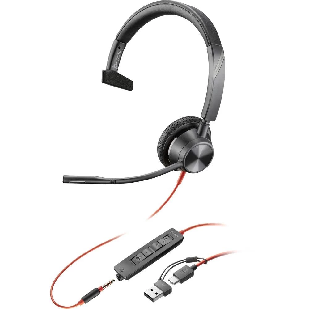HP Poly Blackwire C3315 računalo  On Ear Headset žičani mono crna smanjivanje šuma mikrofona, poništavanje buke slušalic slika