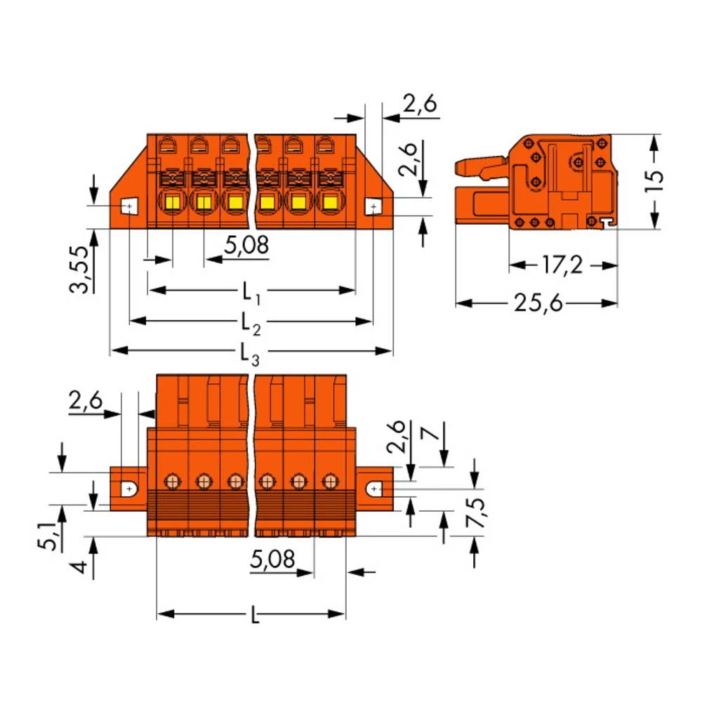 WAGO kućište kabelske utičnice 2231 Ukupan broj polova 6 Raster: 5.08 mm 2231-306/031-000 50 St. slika