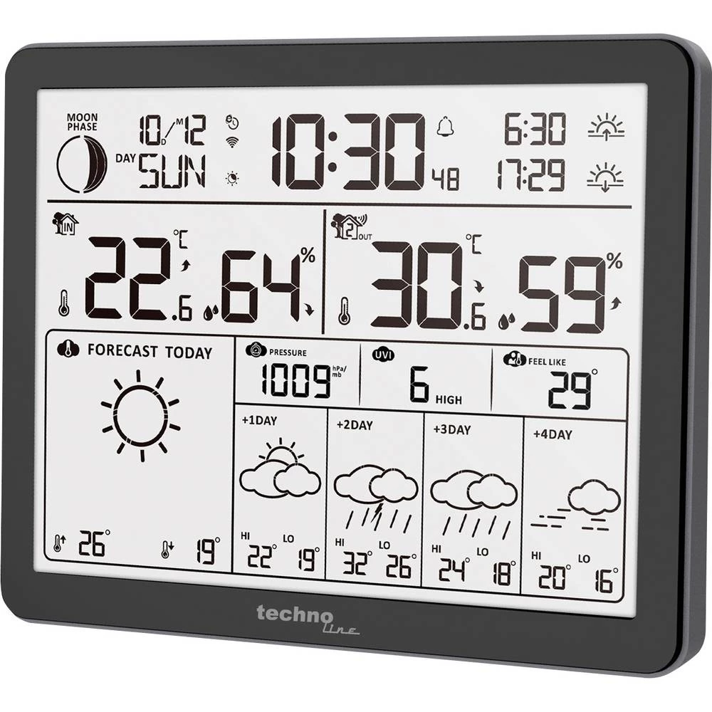 Techno Line WD3000 WD3000 Wetterstation WLAN-vremenska stanica Predviđanje za 4 dana Broj senzora maks. 1 slika