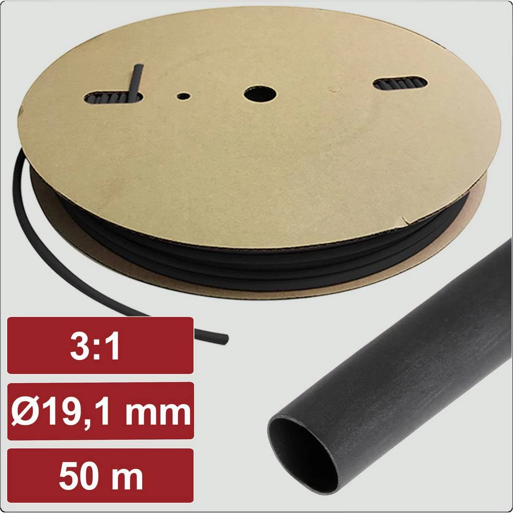 Electronic Garage EG25CA074 skupljajuća cijev s ljepilomi crna 25.4 mm 8.5 mm Stopa skupljanja:3:1 50 m slika