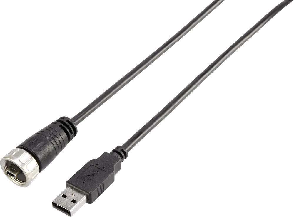 TRU COMPONENTS USB 2.0 Priključni kabel [1x Muški konektor USB 2.0 tipa A - 1x Muški konektor USB 2.0 tipa Mini B] 2 m Crna Vodo slika