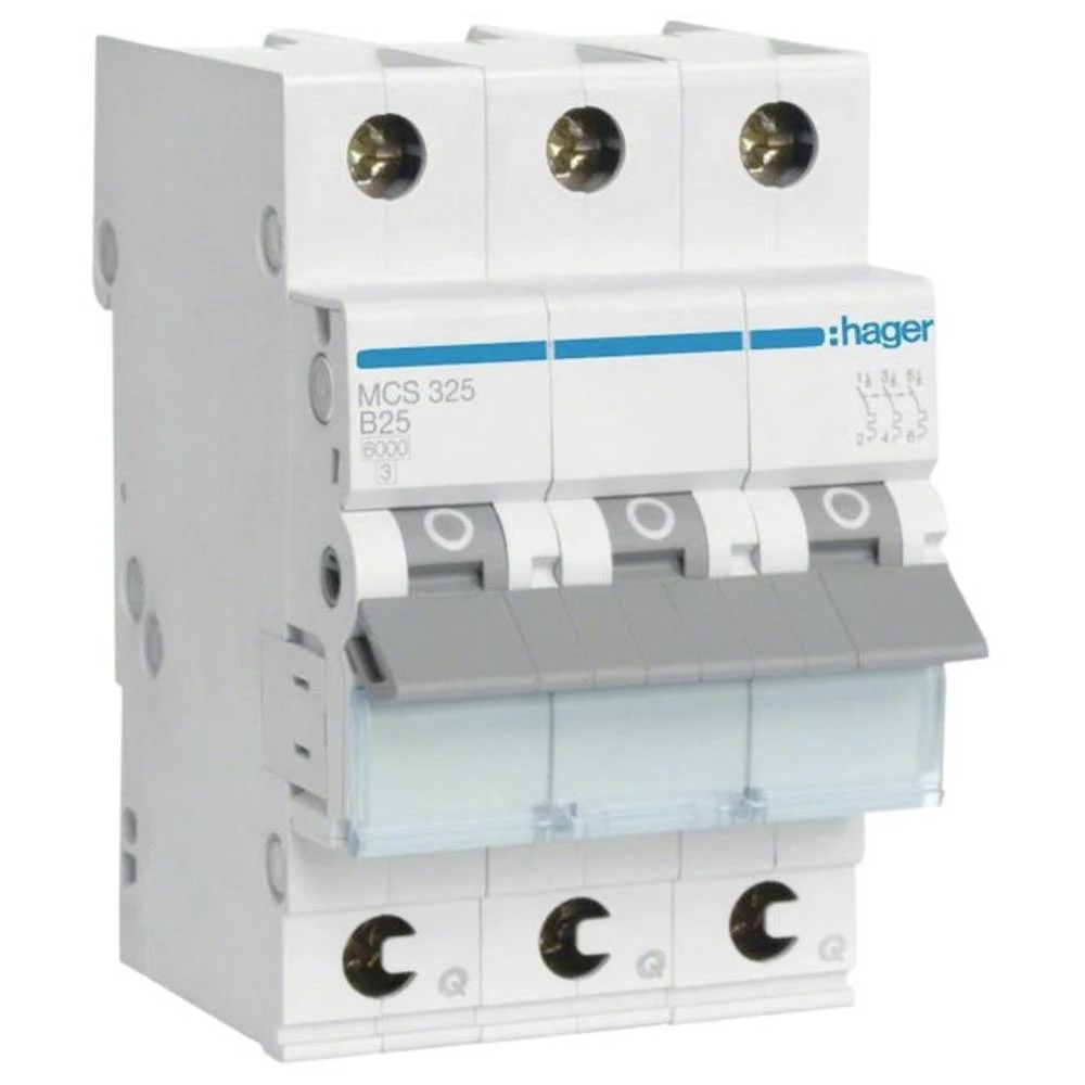 Hager MCS325 minijaturni automatski prekidač 3-polni 6kA C-25A QuickConnect 3M Hager MCS325 MCS325 zaštitna sklopka za vodove    3-polni 25 A  400 V slika