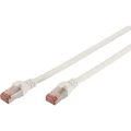 Digitus DK-1644-100/WH RJ45 mrežni kabel, Patch kabel cat 6 S/FTP 10.00 m bijela vatrostalan, zaštićen s folijom, pletena zaštita, sa zaštitom, bez halogena, okrugli, upleteni parovi 1 St. slika