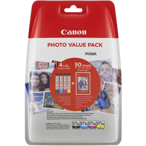 Canon Patrona tinte CLI-571XL C/M/Y/BK Photo Value Pack Original Kombinirano pakiranje Crn, Žut, Cijan, Purpurno crven 0332C005 slika