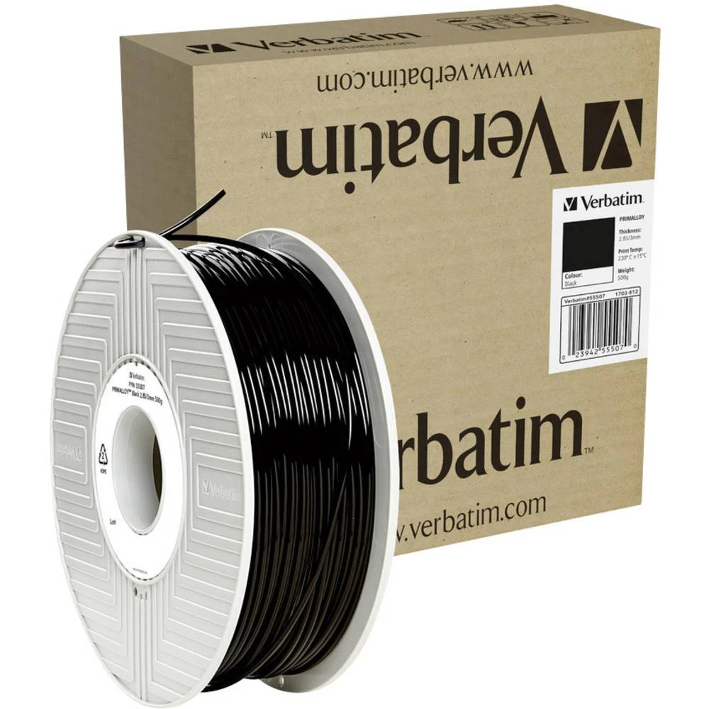 3D pisač filament Verbatim 55507 TPE Fleksibilan 2.85 mm Crna 500 g slika