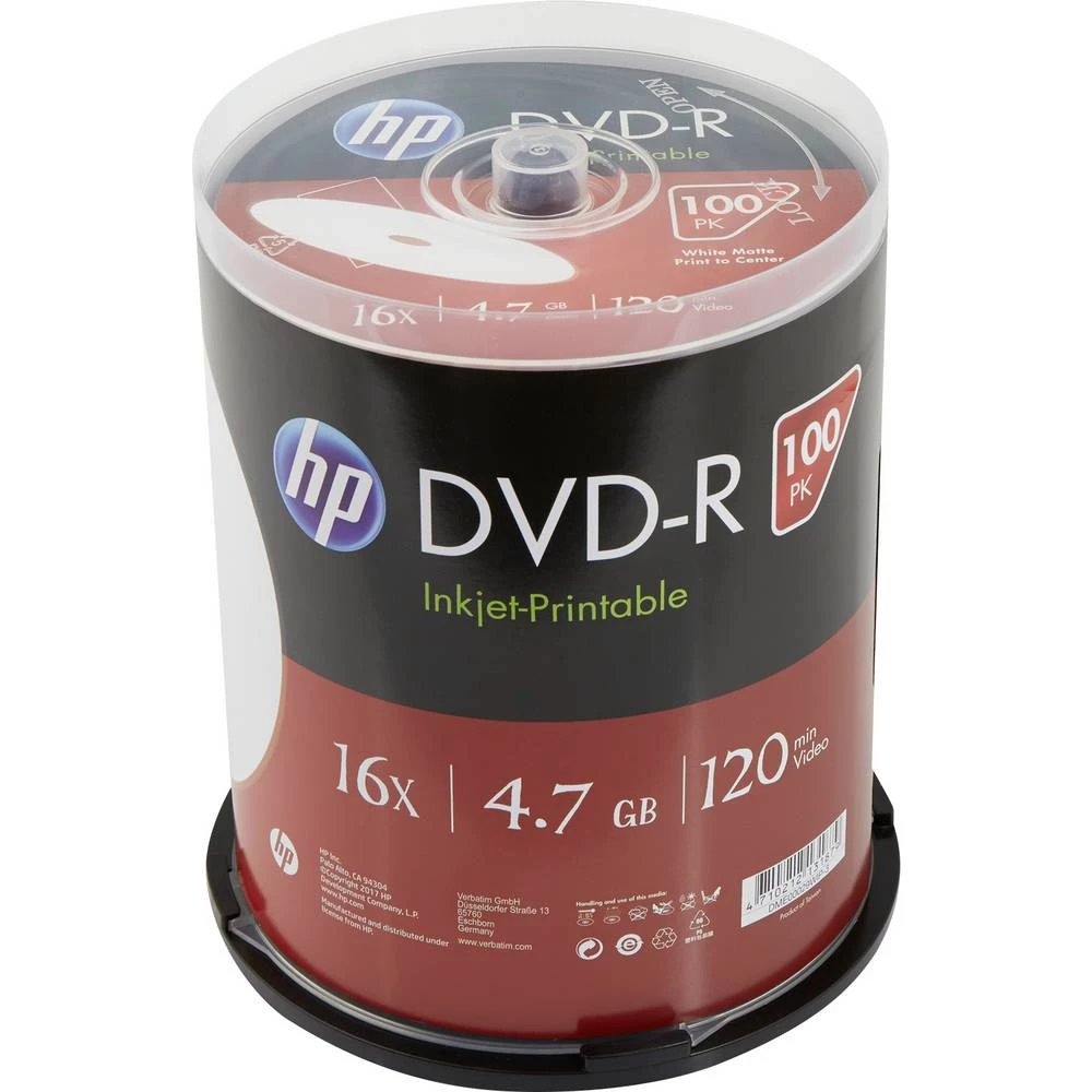 HP DME00029WIP DVD+r prazan 4.7 GB 100 St. vreteno za tiskanje slika