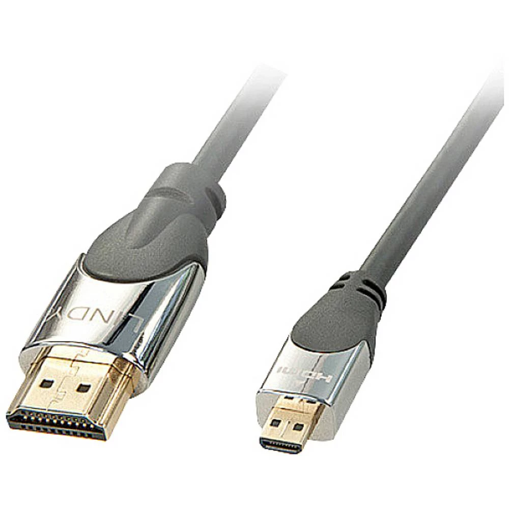 LINDY HDMI priključni kabel HDMI-A utikač, HDMI-Micro-D utikač 1.00 m siva 41421 high speed HDMI sa eternetom, OFC vodič, okrugli, Ultra HD (4K) HDMI s eternetom, dvostruko zaštićen, iznimno  slika