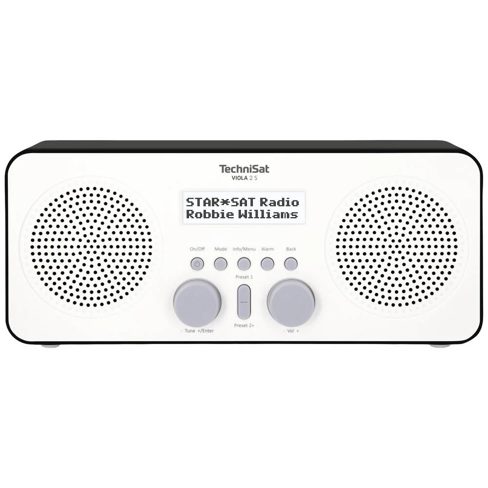 TechniSat Viola 2 S, weiß/schwarz prijenosni radio DAB+ (1012), UKW (1014) DAB+, UKW  uklj. kutija zvučnika, funkcija alarma bijela/crna slika