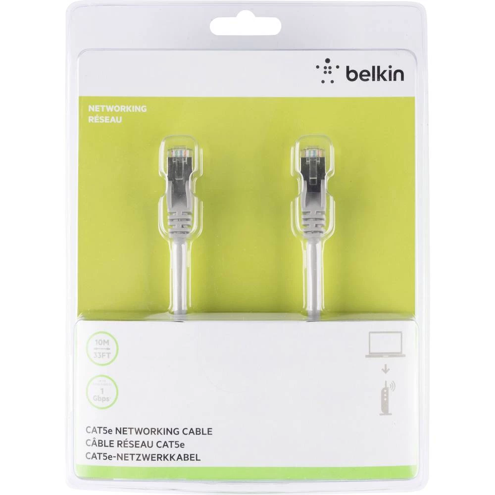 LAN (RJ45) Mreža Priključni kabel CAT 5e S/FTP 10 m Siva sa zaštitom za nosić Belkin slika
