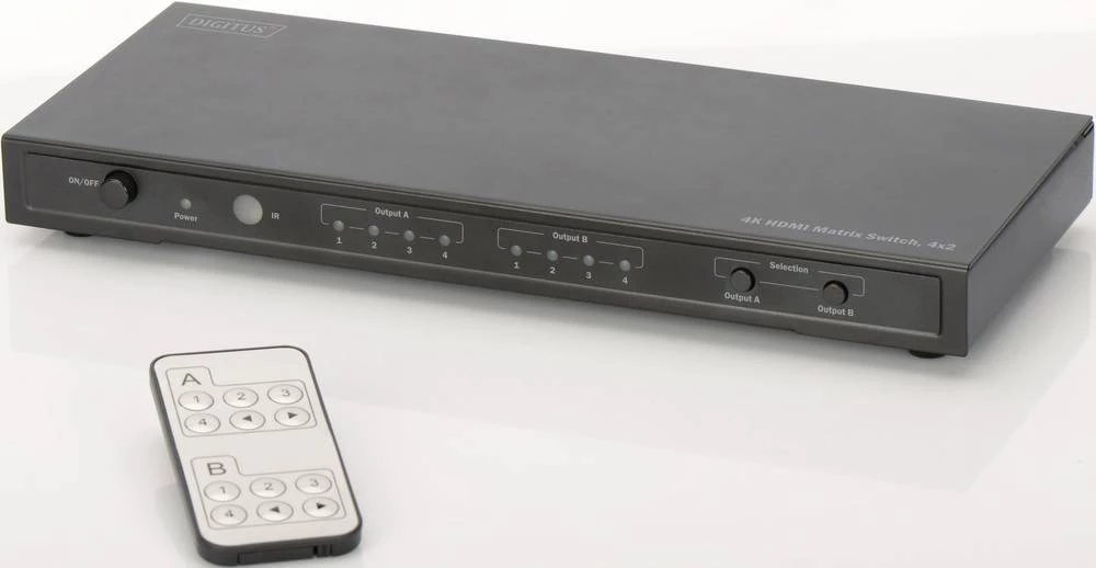 4 ulaza HDMI prekidač Matrix Digitus DS-50304 Mogućnost 3D upotrebe , Metalno kućište, Sa daljinskim upravljačem 4096 x 2160 pik slika