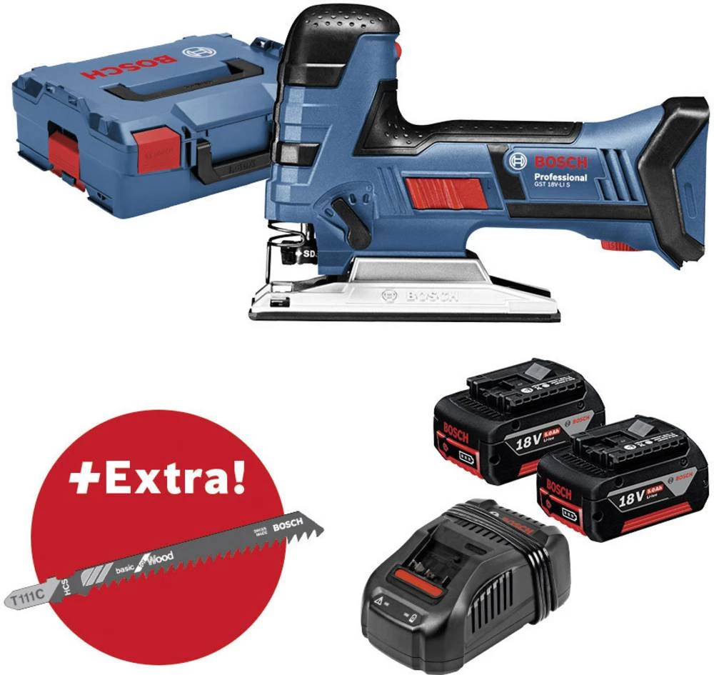 Akumulatorska ubodna pila Uklj. 2 akumulatora, Uklj. oprema, Uklj. kofer 18 V 5 Ah Bosch Professional GST 18V-LI S slika