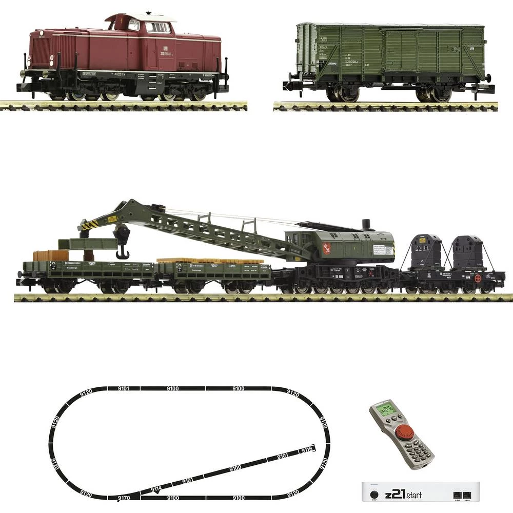 Fleischmann 931899 N z21 pokreće DigitalSet dizel lokomotivu BR 212 s DB građevinskim vlakom slika