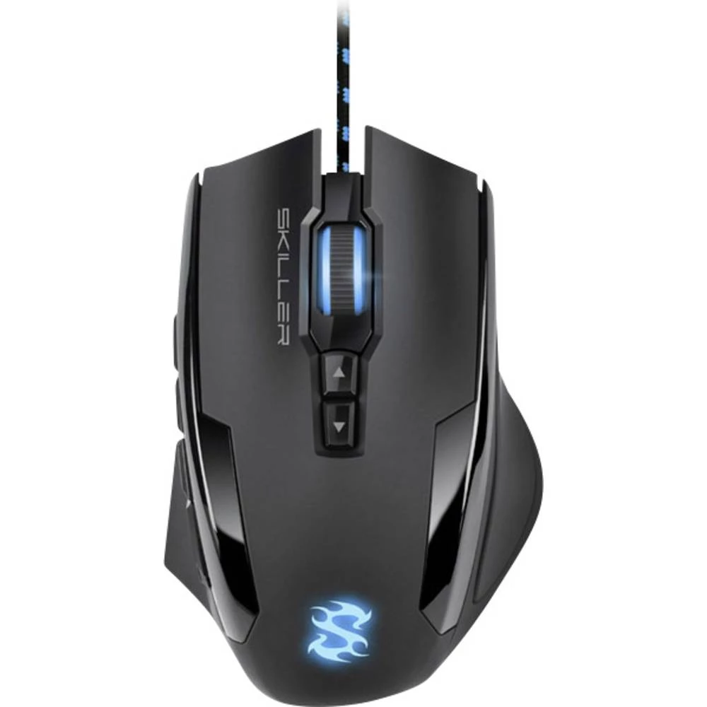 Sharkoon Skiller SGM1 USB gaming miš Optički Osvjetljen, Integrirana profilna memorija, Podešavanje težine Crna, Plava boja slika