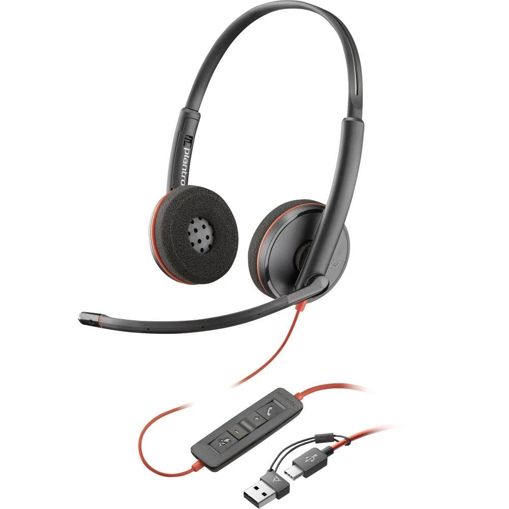HP Poly Blackwire C3220 računalo  Over Ear Headset žičani stereo crna  slušalice s mikrofonom, kontrola glasnoće, utišav slika