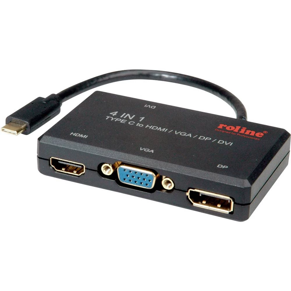 Roline USB-C priključni kabel 0.10 m 12.03.3138 crna [1x muški konektor USB-C™ - 1x ženski konektor displayport] slika