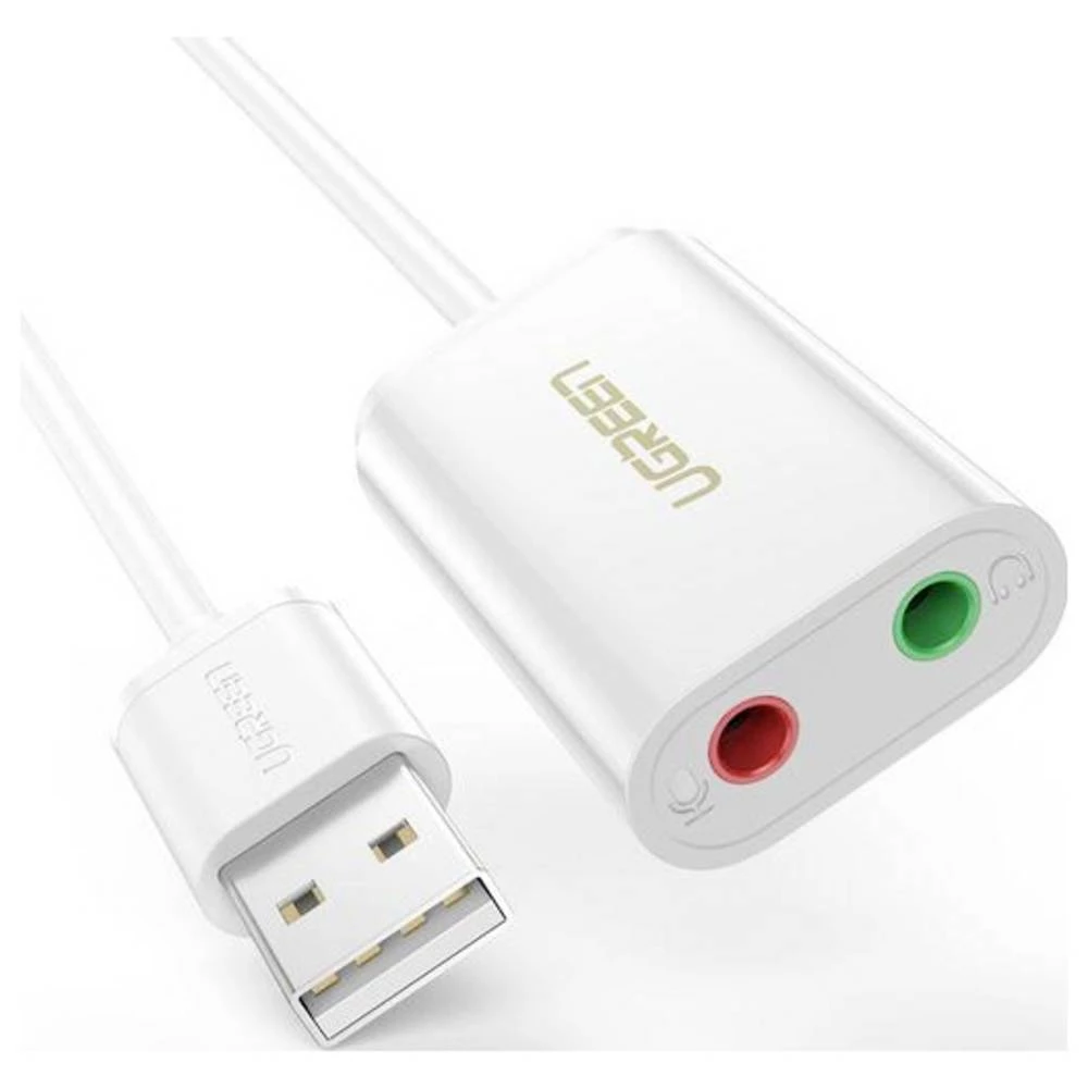 UGREEN USB kabel USB 2.0 USB-A utikač, klinken 3.5 mm utičnica, klinken 3.5 mm utičnica bijela 30143 slika