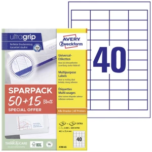 Avery-Zweckform 4780-65 univerzalne naljepnice 48.5 x 25.4 mm papir bijela 65 list trajno prianjanje  tintni pisač, lase slika