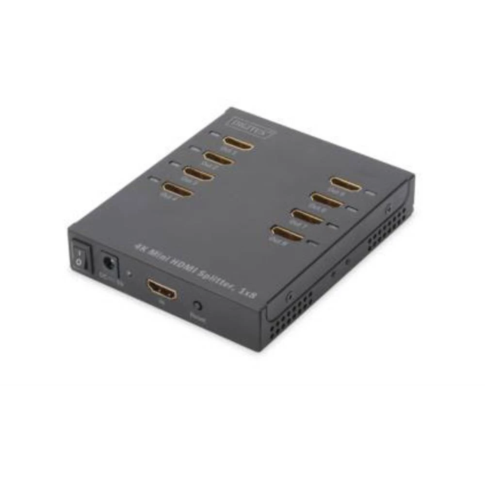 8 ulaza HDMI razdjelnik Digitus Professional DS-43305 Metalno kućište, Podržava Ultra HD, S aluminijskim kućištem, LED zaslon, Z slika