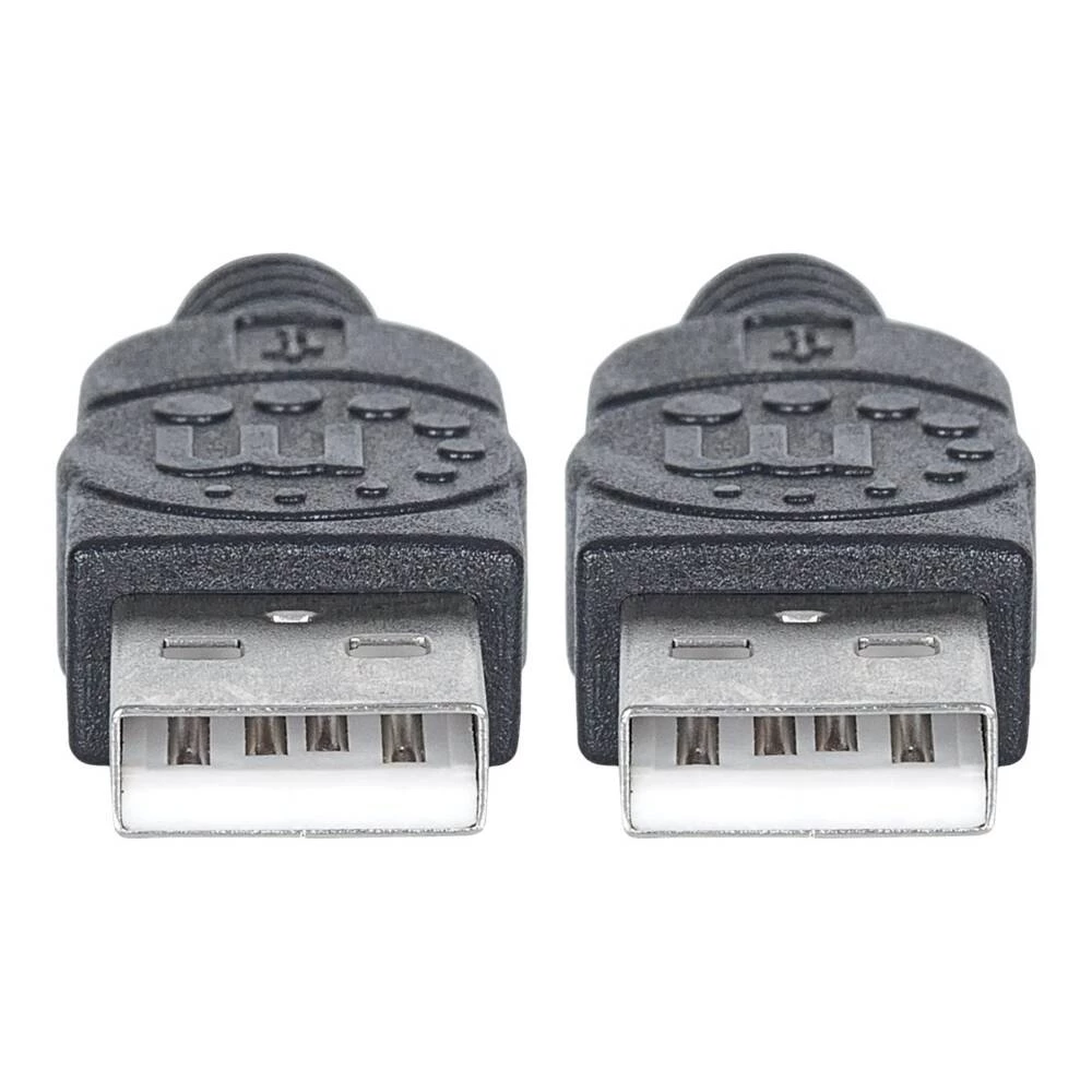 Manhattan USB kabel USB 2.0 USB-A utikač, USB-A utikač 50.00 cm crna zaštićen s folijom, UL certificiran, pozlaćeni kontakti 353885 slika