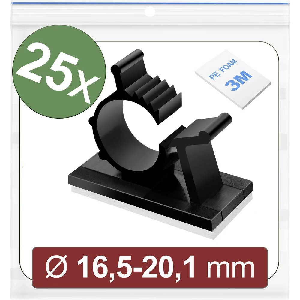 Quadrios 24CA453 postolje samoljepljiva 24CA453 Snop Ø, područje 16.5 do 20.1 mm   crna 25 St. slika