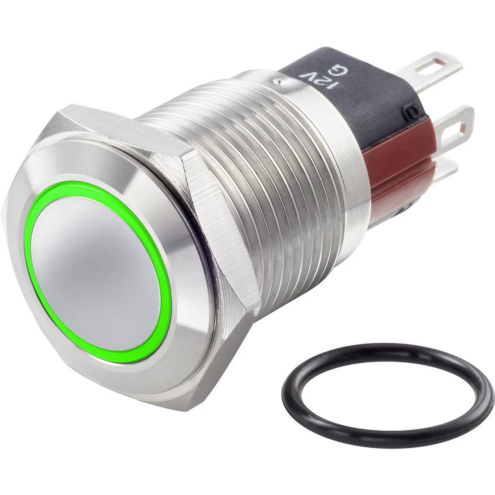 TRU COMPONENTS TC-GQ16-KF-11E/J/G/12V/S Tlačni prekidač sa zaštitom od vandalizma 48 V/DC 2 A 1 x OFF/(ON) IP65 vraća se u izspr slika