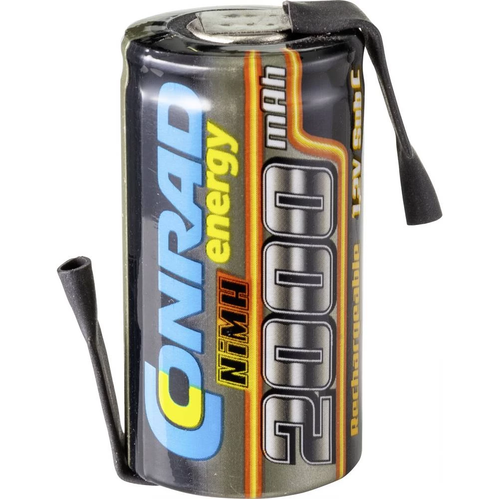 Conrad energy pojedinačna akumulatorska ćelija za modele NiMH Sub-C 1.2 V 2000 mAh s lemnim konektorom slika
