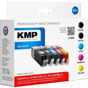 KMP Tinta Zamijena Canon PGI-550PGBK XL, CLI-551 BK,C,M,Y XL Kompatibilan Kombinirano pakiranje Crn, Foto crna, Cijan, Purpurno slika