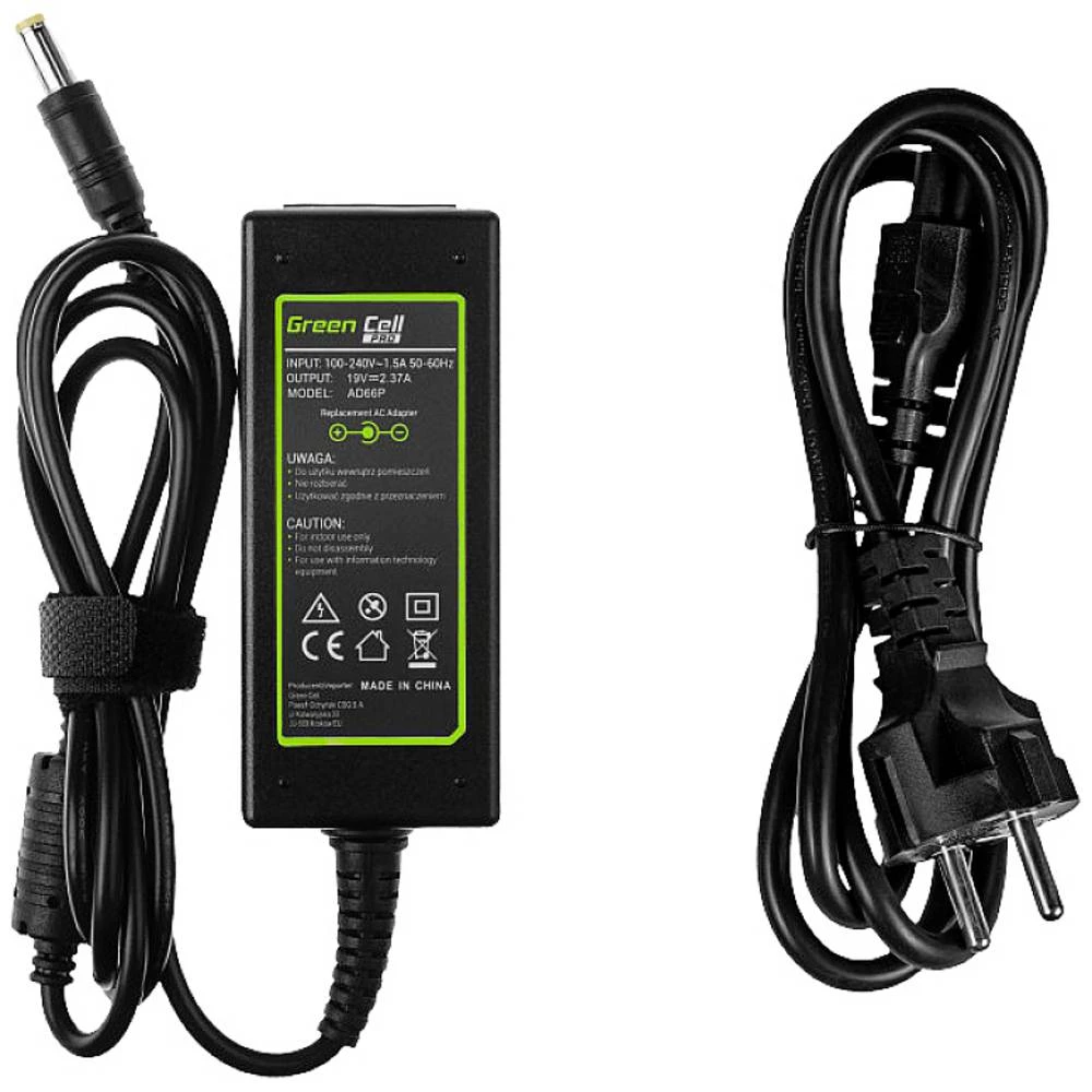 Napajanje / punjač Green Cell PRO 19V 2.37A 45W za Acer Aspire E5-511 E5-521 E5-573 E5-573G ES1-131 ES1-512 ES1-531 V5-171 Green Cell AD66P strujni adapter -prijenosno računalo 45 W 19 V 2.37 slika