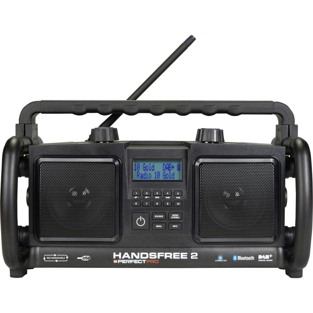 UKW Radio za gradilište PerfectPro Handsfree 2 AUX, Bluetooth, UKW, USB Funkcija punjenja baterije, Funkcija govora slobodnih ru slika