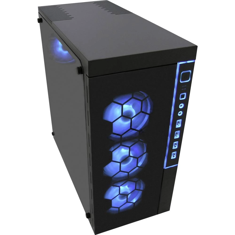 Midi-Tower Kućište za igraće računalo LC-Power LC-991B-ON Crna 4 predinstalirana LED ventilatora, Integrirana rasvjeta, Bočni pr slika