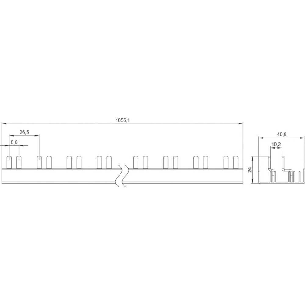 sabirnica Broj redova 2 10 mm&sup2; 63 A 230 V Vrsta provodnika = L, N Siemens 5ST3778-0 slika