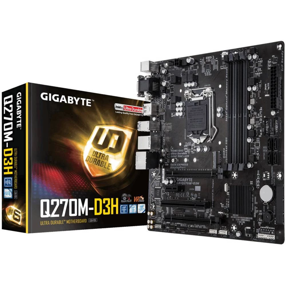 Matična ploča Gigabyte Q270M-D3H LGA1151 uATX Baza Intel&reg; 1151 Faktor oblika Micro-ATX Set čipova matične ploče Intel&reg; Q slika