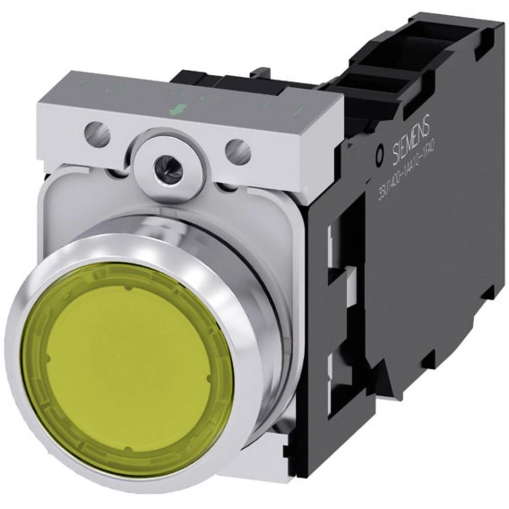 Siemens 3SU1153-0AB30-1FA0 svjetleće tipkalo prednji prsten od metala, visok sjaj dugme srebrna, žuta   1 St. slika