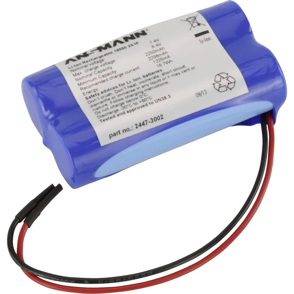 Aku-pack 2x 4/3 A Kabel Li-Ion Ansmann 2447-3002 7.4 V 2250 mAh slika