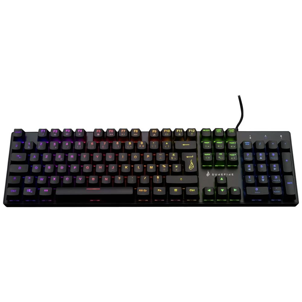 Surefire Gaming KingPin M2 žičani, USB igraća tipkovnica osvjetljen, tipke za multimediju francuski, azerty crna slika