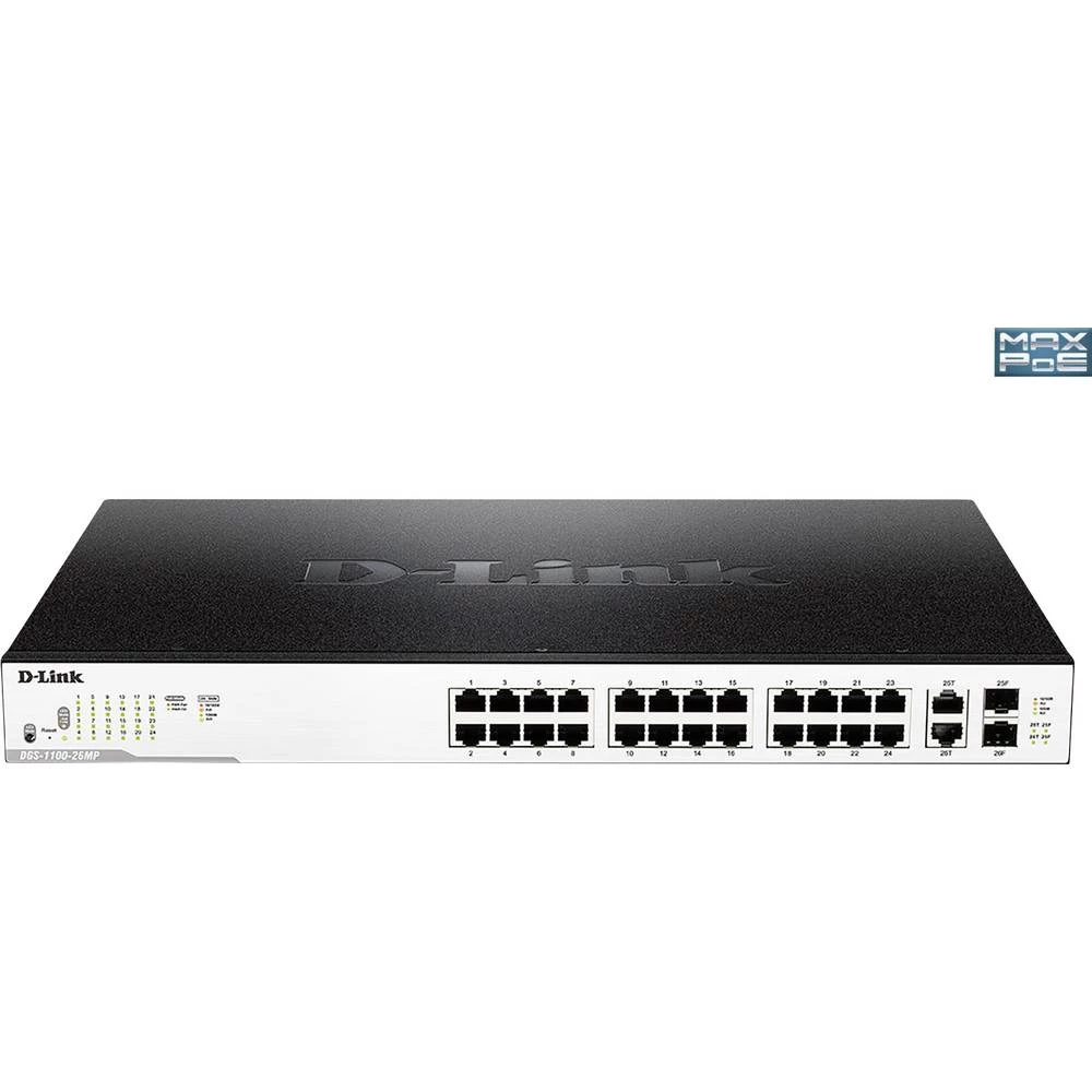 Mrežni preklopnik D-Link DGS-1100-26MP 24 ulaza PoE funkcija slika