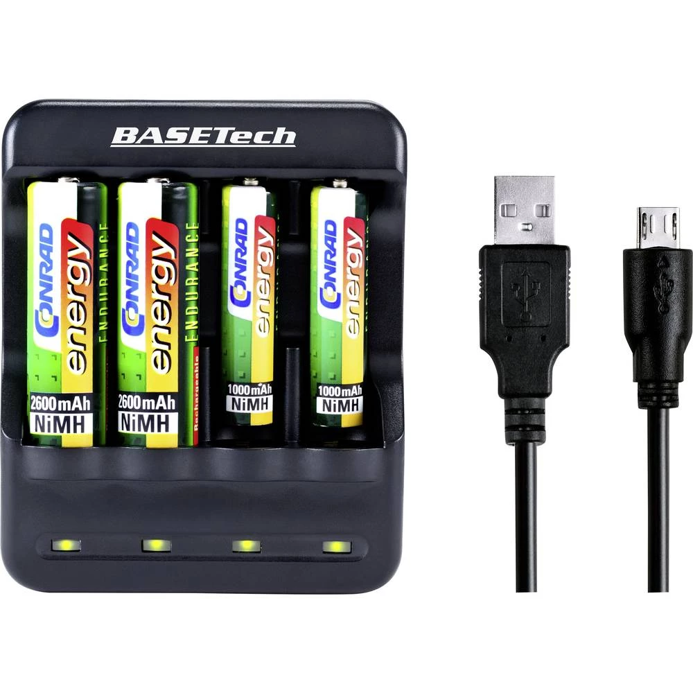 Basetech BTL-4B NiMH, NiCd Mignon (AA), Micro (AAA) Punjač okruglih baterija slika