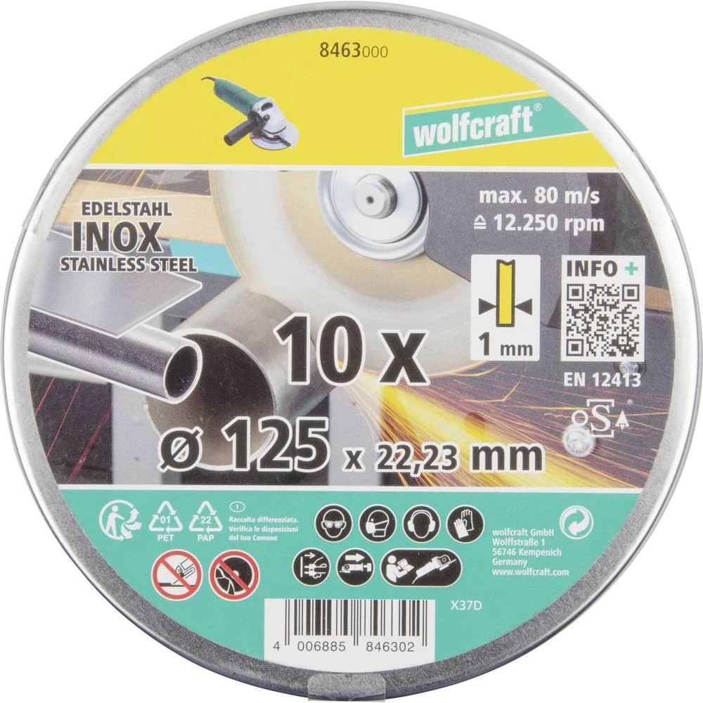 Wolfcraft 8463000 dijamantna rezna ploča 125 mm 10 kom. nehrđajući čelik (rostfrei), metal slika