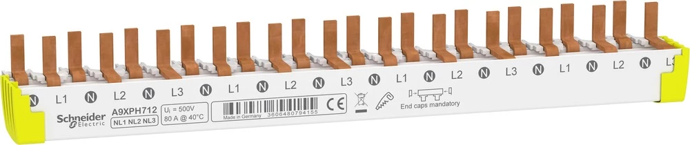 Fazna šina Bijela 4-polni 80 A 230 V/AC Schneider Electric A9XPH712 slika