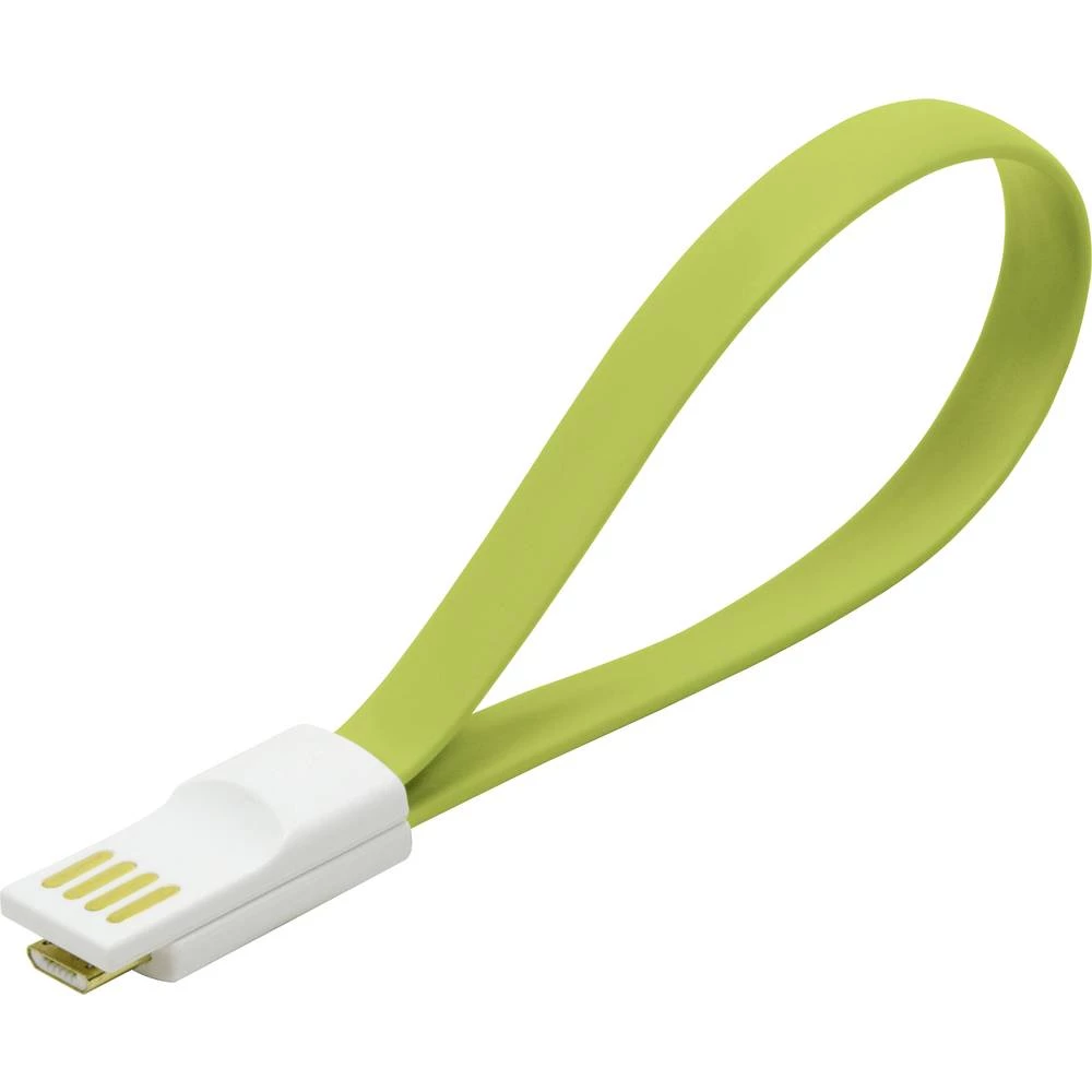 LogiLink USB 2.0 Priključni kabel [1x Muški konektor USB 2.0 tipa A - 1x Muški konektor Micro USB ] 0.22 m Zelena Magnet na kraj slika