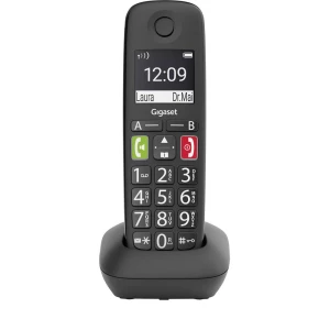 Bežični analogni telefon Gigaset E290HX za kompatibilna slušna pomagala, Babyphone, Handsfree Crna