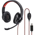 Slušalice USB Stereo, Sa vrpcom Hama HS-USB400 Preko ušiju Crna/crvena