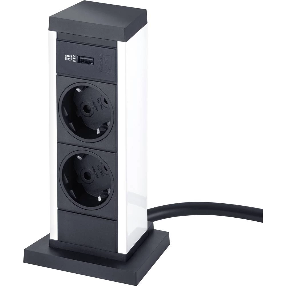 EVOline 159390002900 Ugradbena letva s utičnicama 2-struki Crna, Bijela Utičnica slika