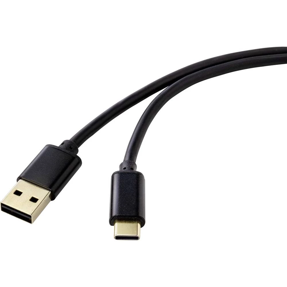 Renkforce USB kabel USB 2.0 USB-A utikač, USB-C™ utikač 3.00 m crna utikač primjenjiv s obje strane slika