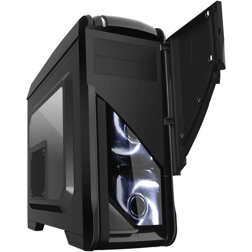 Midi-Tower Kućište za računala LC-Power 979B Silver Strike Crna 2 predinstalirana LED ventilatora, Prikladno za AIO hlađenje vod slika